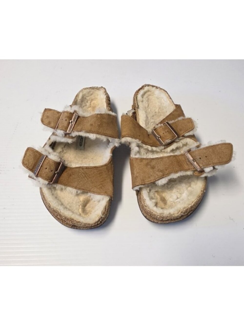 Birkenstock Arizona  Shearling Sandals Mens 10 Women 12 Suede Leather Mink Color